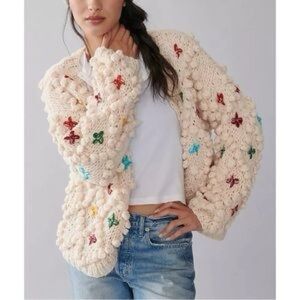 Anthropologie rare in things crochet knit bubble cardigan shrug